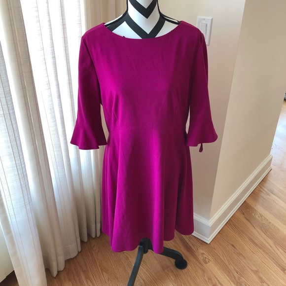 Magenta Tahari Bell Sleeve Bi Stretch Dress - Picture 4 of 8